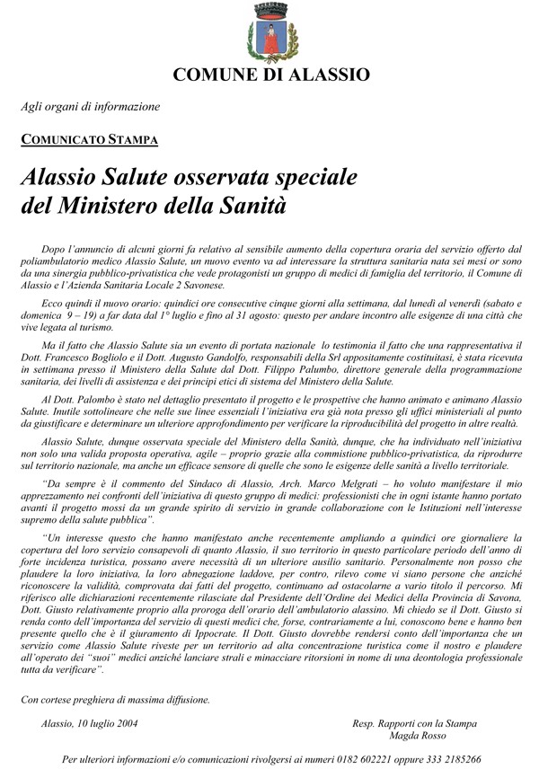 Osservata speciale del Ministero della Sanità